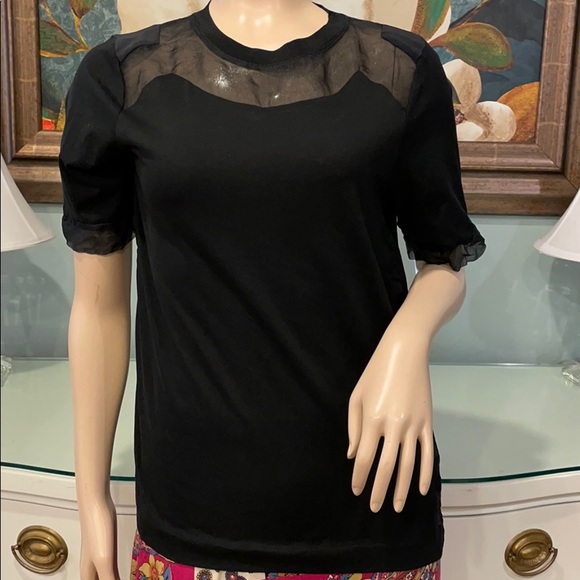 J. Crew Silk Panel Cotton Tee Shirt